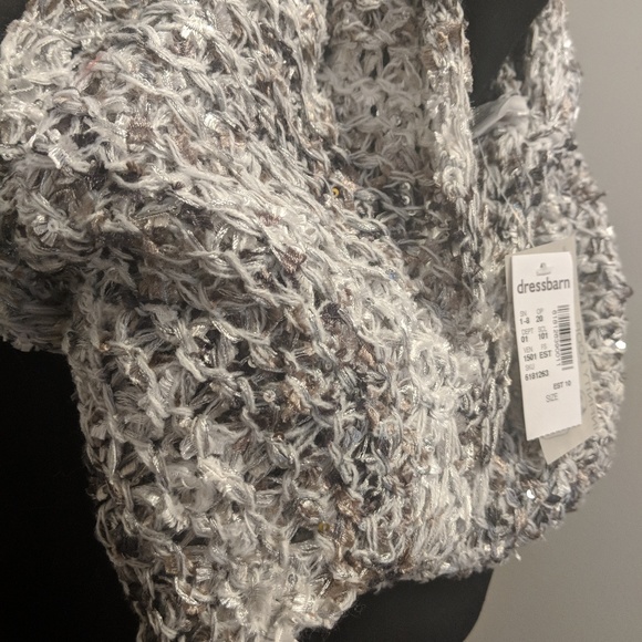 Grey & White Woven Infinity Scarf With Sequins - Picture 2 of 2